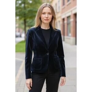 Vintage Y2K Gap Velvet Blue Blazer 4 Preppy Office Holiday